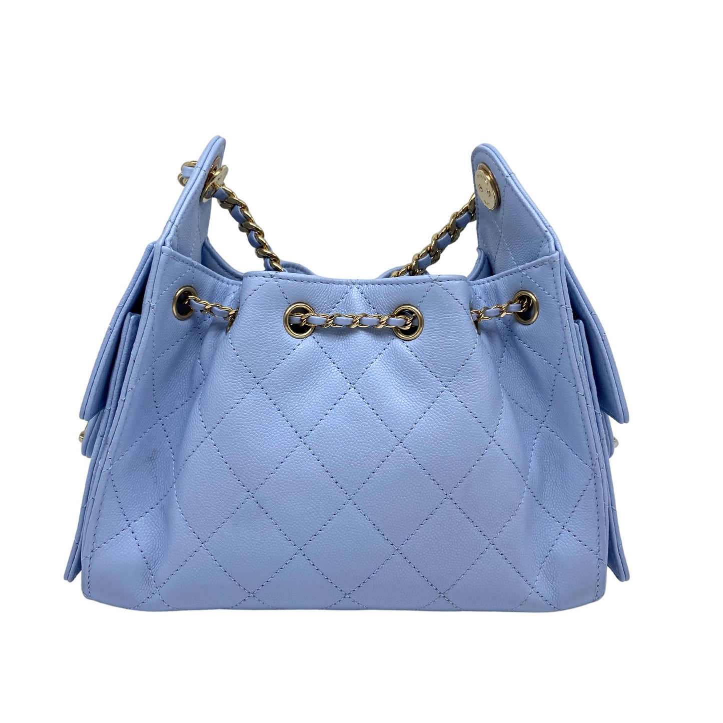 Chanel 25 Mini Periwinkle Blue Light Gold Hardware