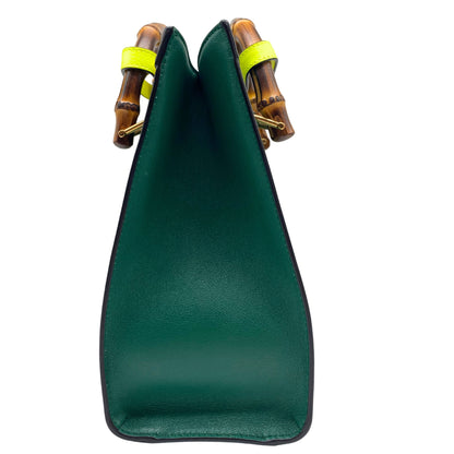Wonka Grain Calfskin Small Diana Tote Bag Green Yellow Fluo