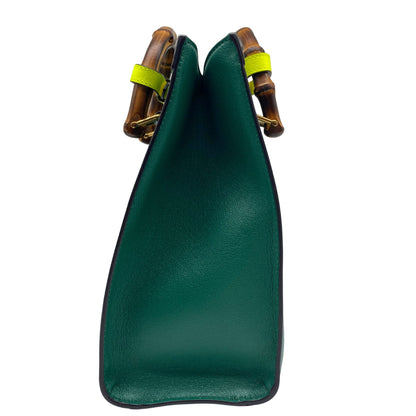 Wonka Grain Calfskin Small Diana Tote Bag Green Yellow Fluo