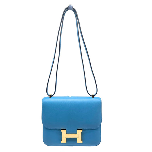 Hermes Constance 18 Bleu Du Nord Gold Hardware Evercolor