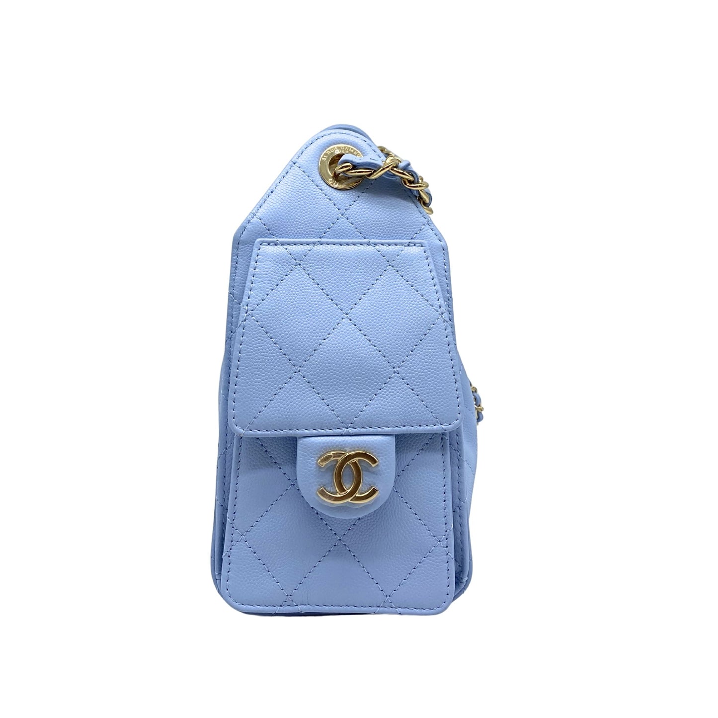 Chanel 25 Mini Periwinkle Blue Light Gold Hardware