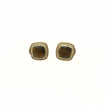 David Yurman Tigers Eye Halo Diamonds Earrings