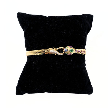 Three Stories 18K Gold and Diamonds Flip Snake Chain Bracelet
