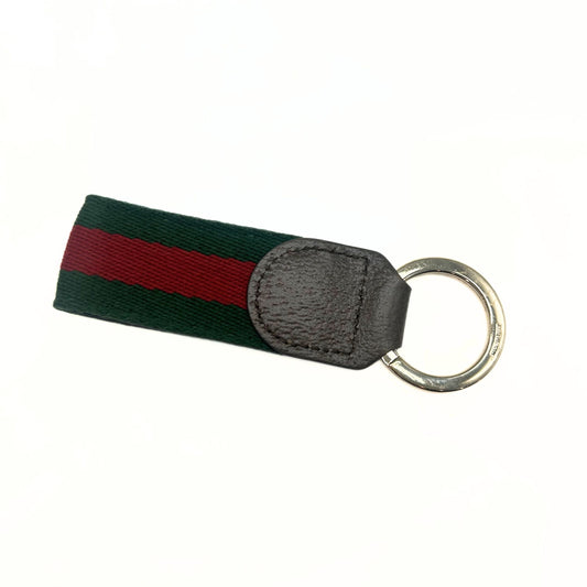 Gucci Ophedia Key Ring Green/Red Webbed