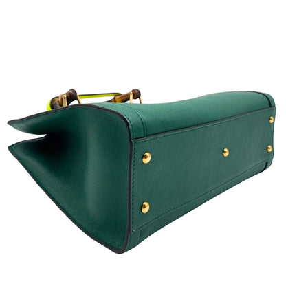 Wonka Grain Calfskin Small Diana Tote Bag Green Yellow Fluo