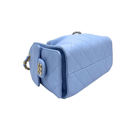 Chanel 25 Mini Periwinkle Blue Light Gold Hardware
