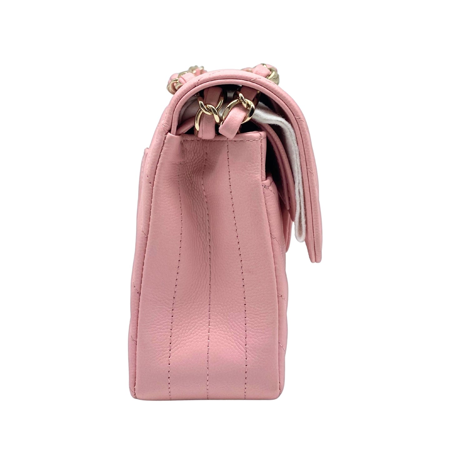 Chanel Small Pink Quilted Chevron Double Flap