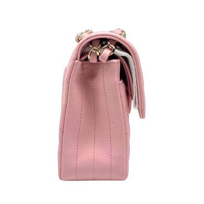 Chanel Small Pink Quilted Chevron Double Flap
