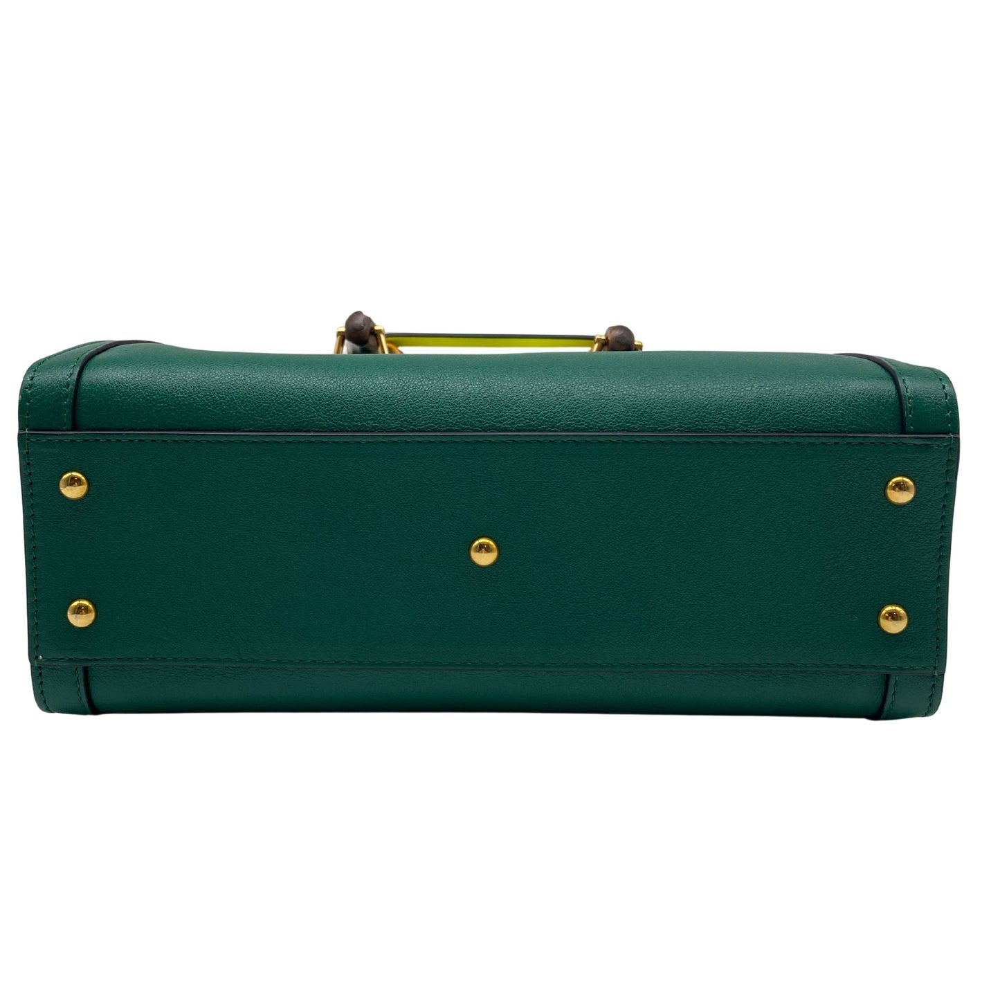 Wonka Grain Calfskin Small Diana Tote Bag Green Yellow Fluo