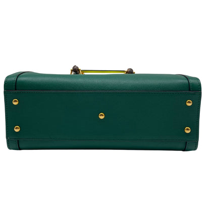 Wonka Grain Calfskin Small Diana Tote Bag Green Yellow Fluo