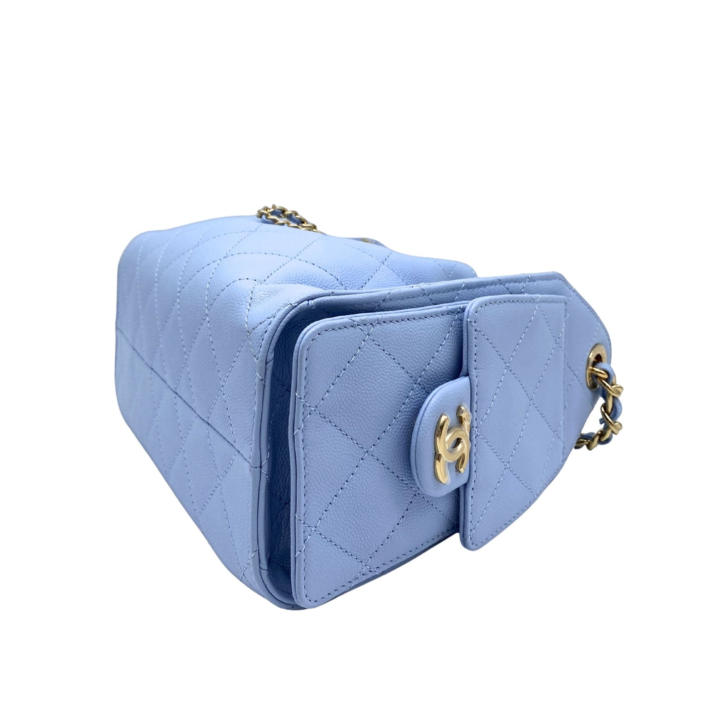 Chanel 25 Mini Periwinkle Blue Light Gold Hardware