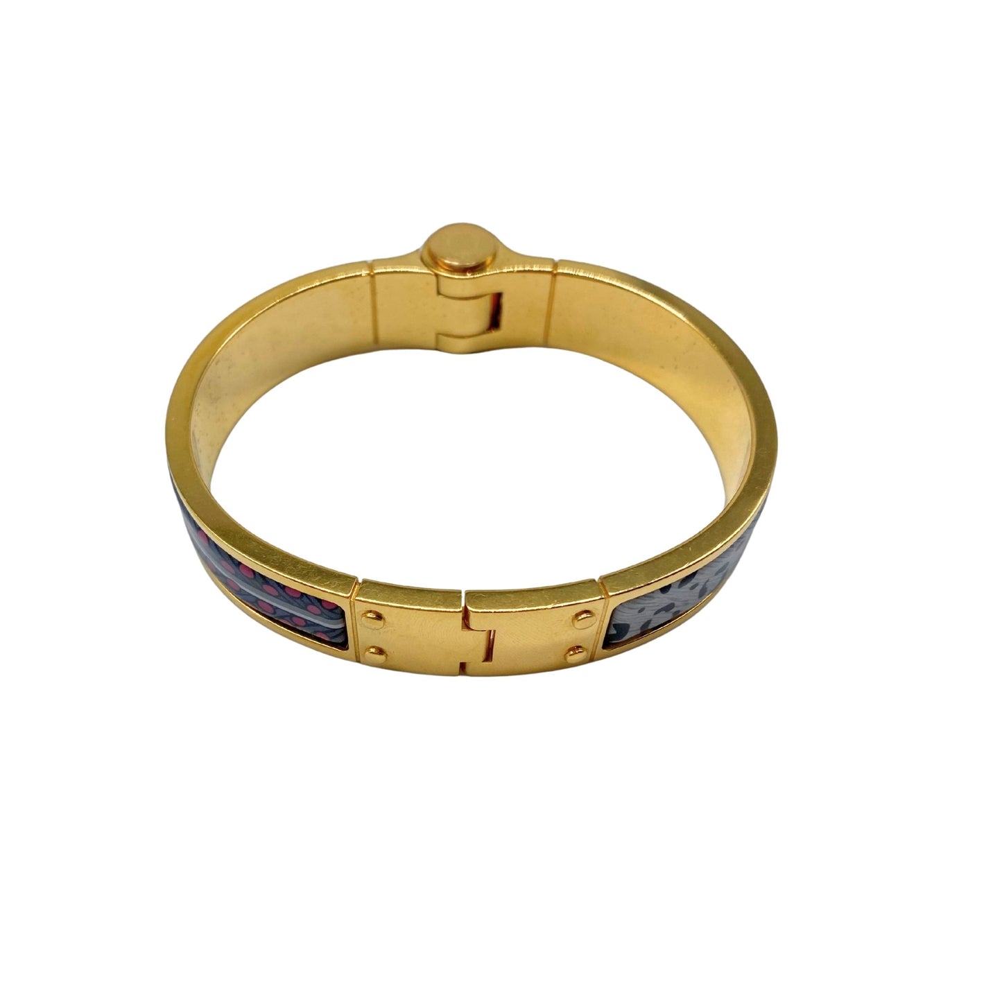 Hermes Narrow Baobab Grey Cat Print Hinge Bracelet