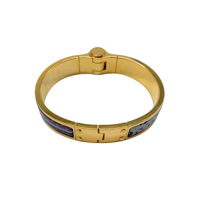 Hermes Narrow Baobab Grey Cat Print Hinge Bracelet
