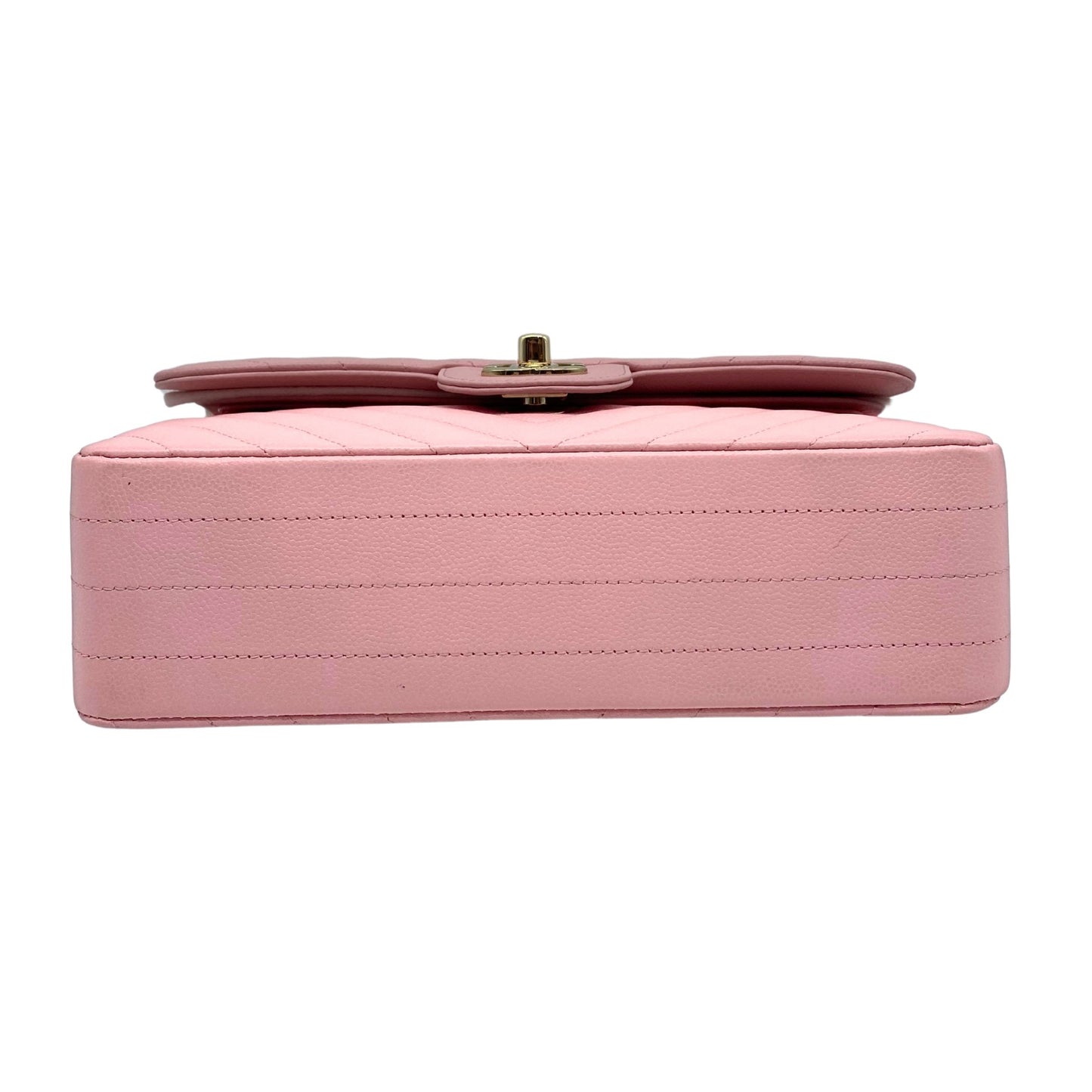 Chanel Small Pink Quilted Chevron Double Flap