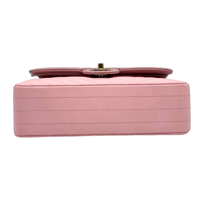 Chanel Small Pink Quilted Chevron Double Flap