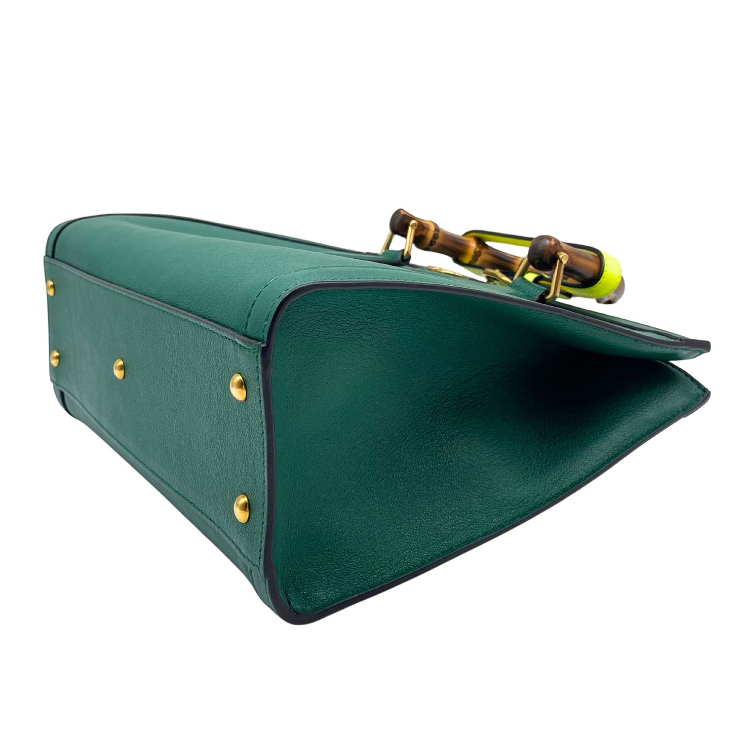 Wonka Grain Calfskin Small Diana Tote Bag Green Yellow Fluo