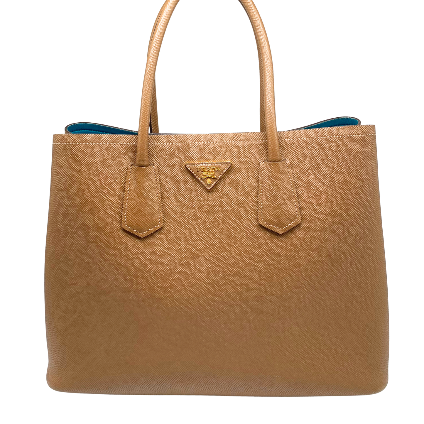 Prada Camel/Teal Saffiano Tote