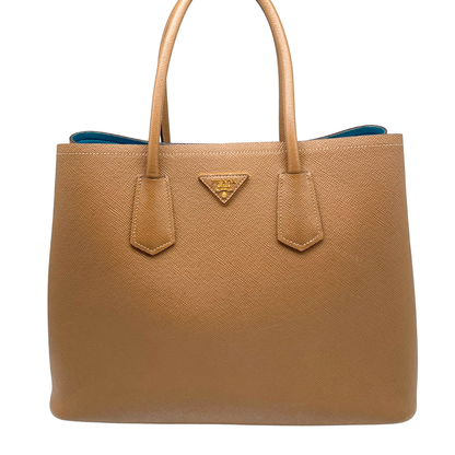 Prada Camel/Teal Saffiano Tote