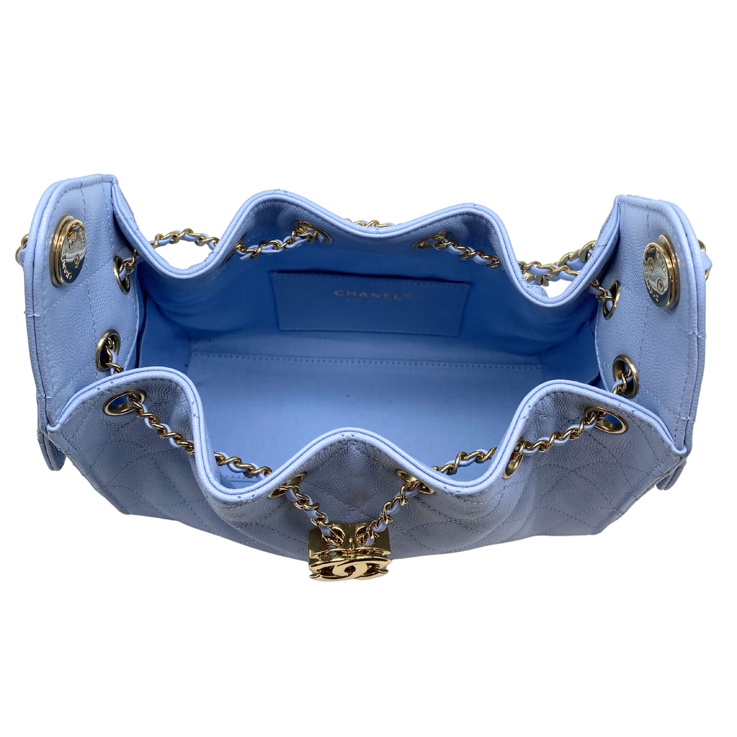 Chanel 25 Mini Periwinkle Blue Light Gold Hardware