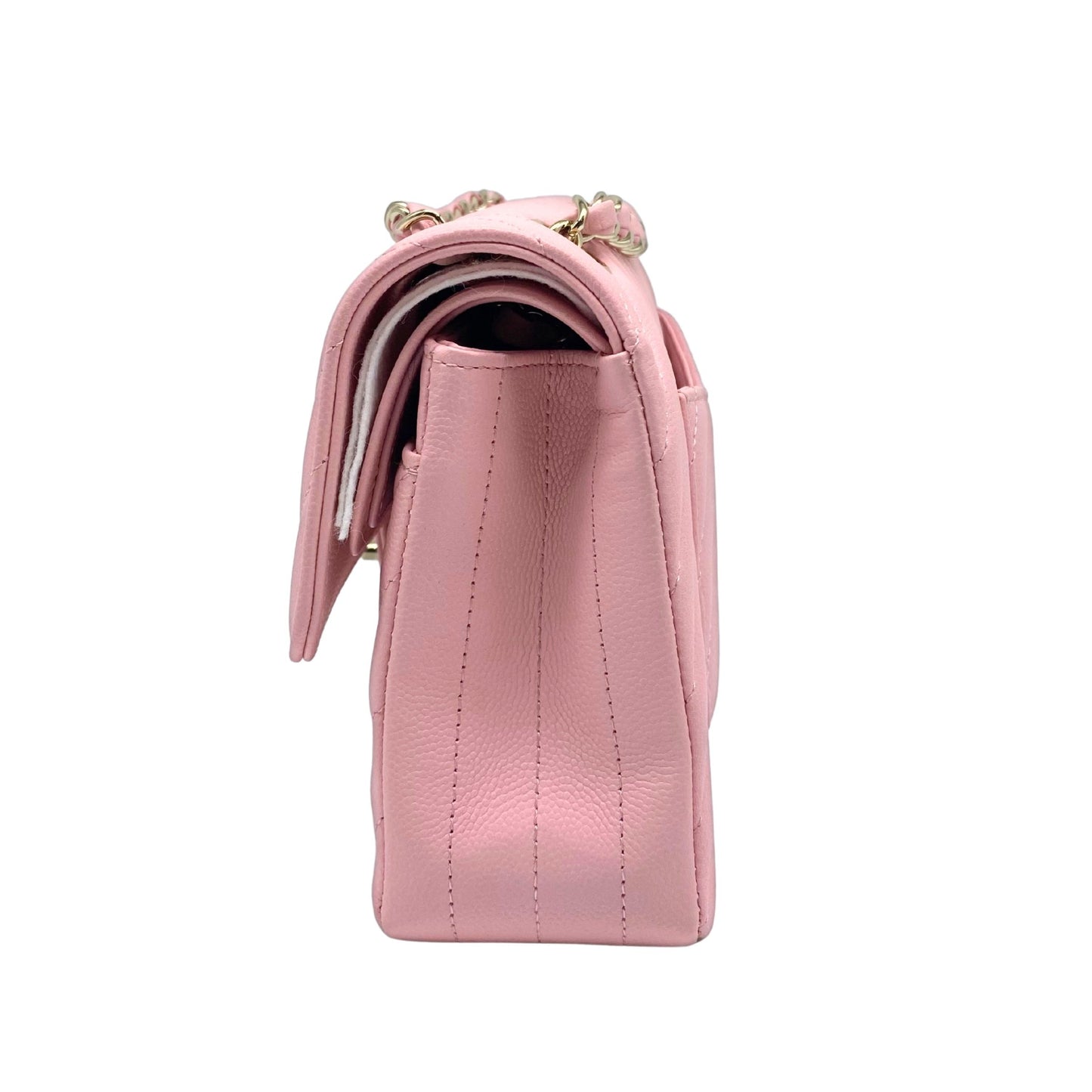 Chanel Small Pink Quilted Chevron Double Flap