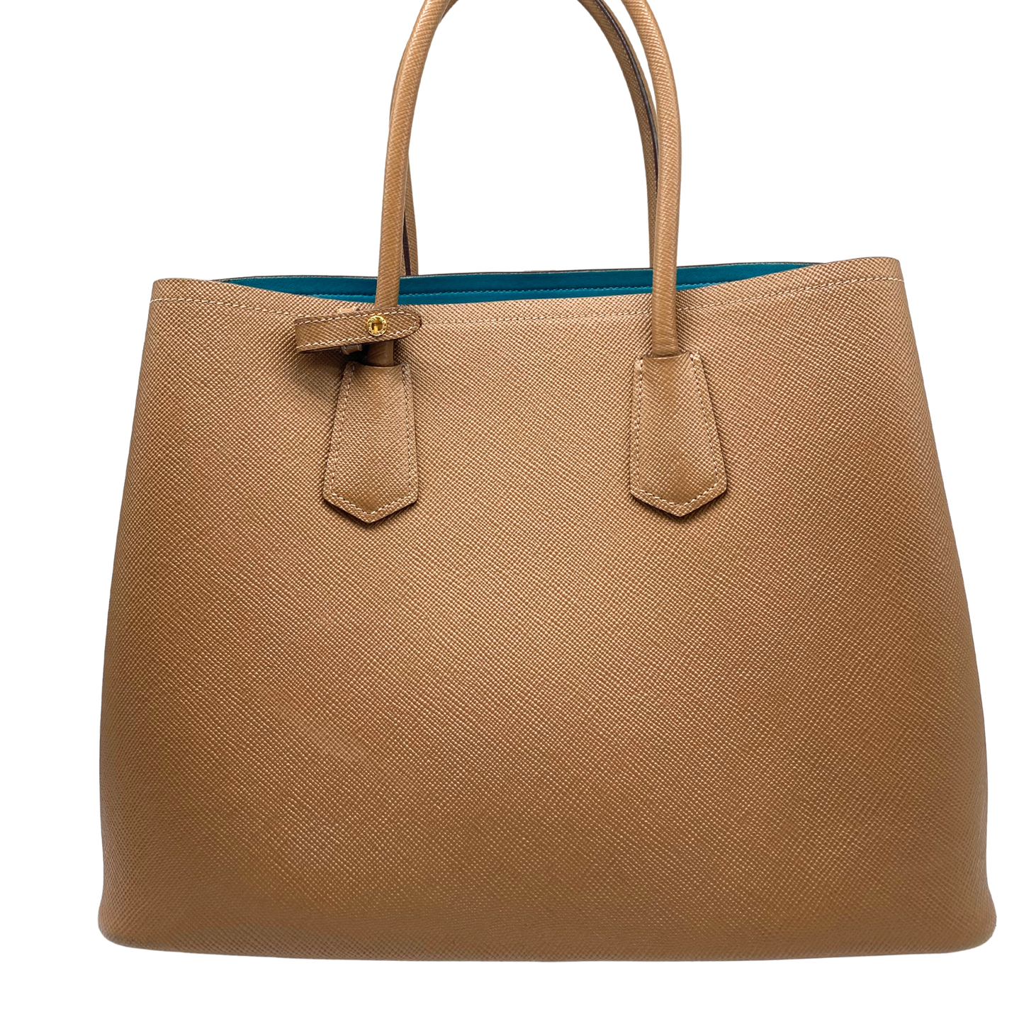 Prada Camel/Teal Saffiano Tote
