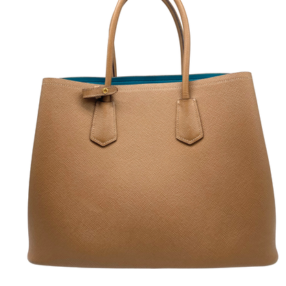 Prada Camel/Teal Saffiano Tote
