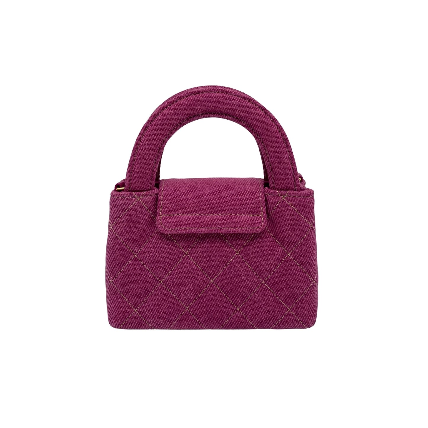 Chanel Fuchsia Washed Denim Mini Nano Kelly Bag