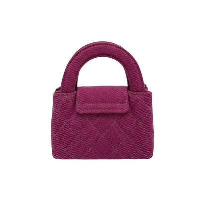Chanel Fuchsia Washed Denim Mini Nano Kelly Bag