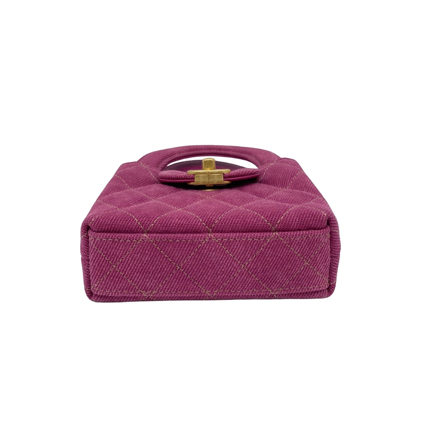 Chanel Fuchsia Washed Denim Mini Nano Kelly Bag