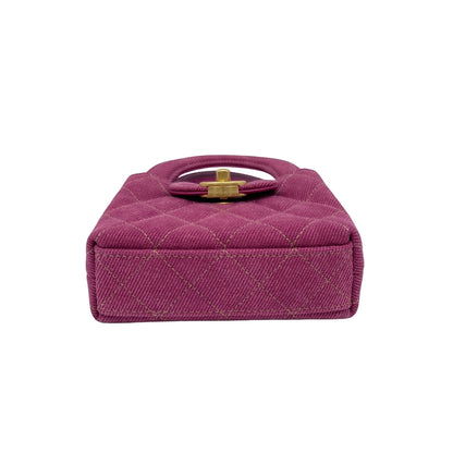 Chanel Fuchsia Washed Denim Mini Nano Kelly Bag