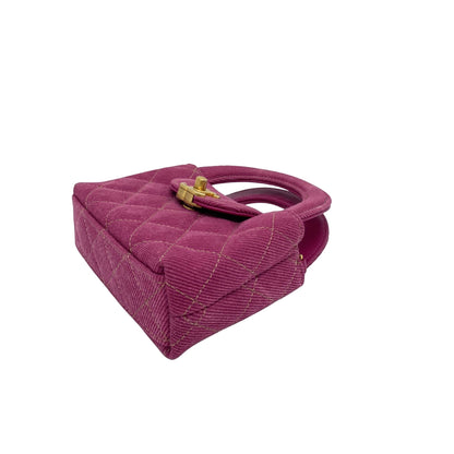 Chanel Fuchsia Washed Denim Mini Nano Kelly Bag