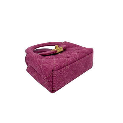 Chanel Fuchsia Washed Denim Mini Nano Kelly Bag