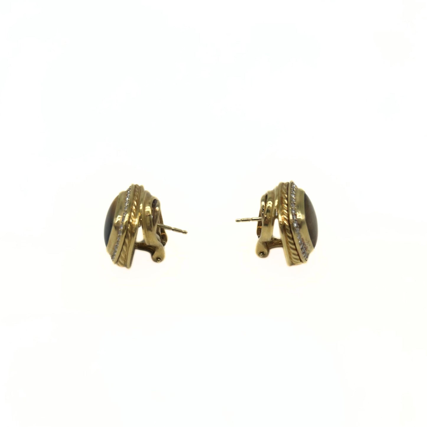 David Yurman Tigers Eye Halo Diamonds Earrings