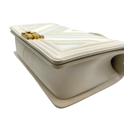 Chanel White Chevron New Medium Boy