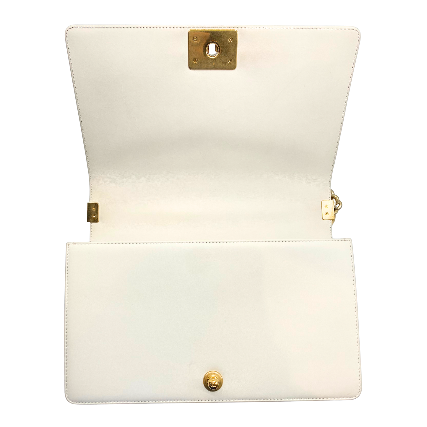 Chanel White Chevron New Medium Boy