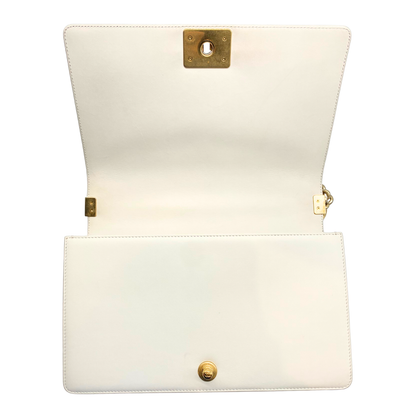 Chanel White Chevron New Medium Boy