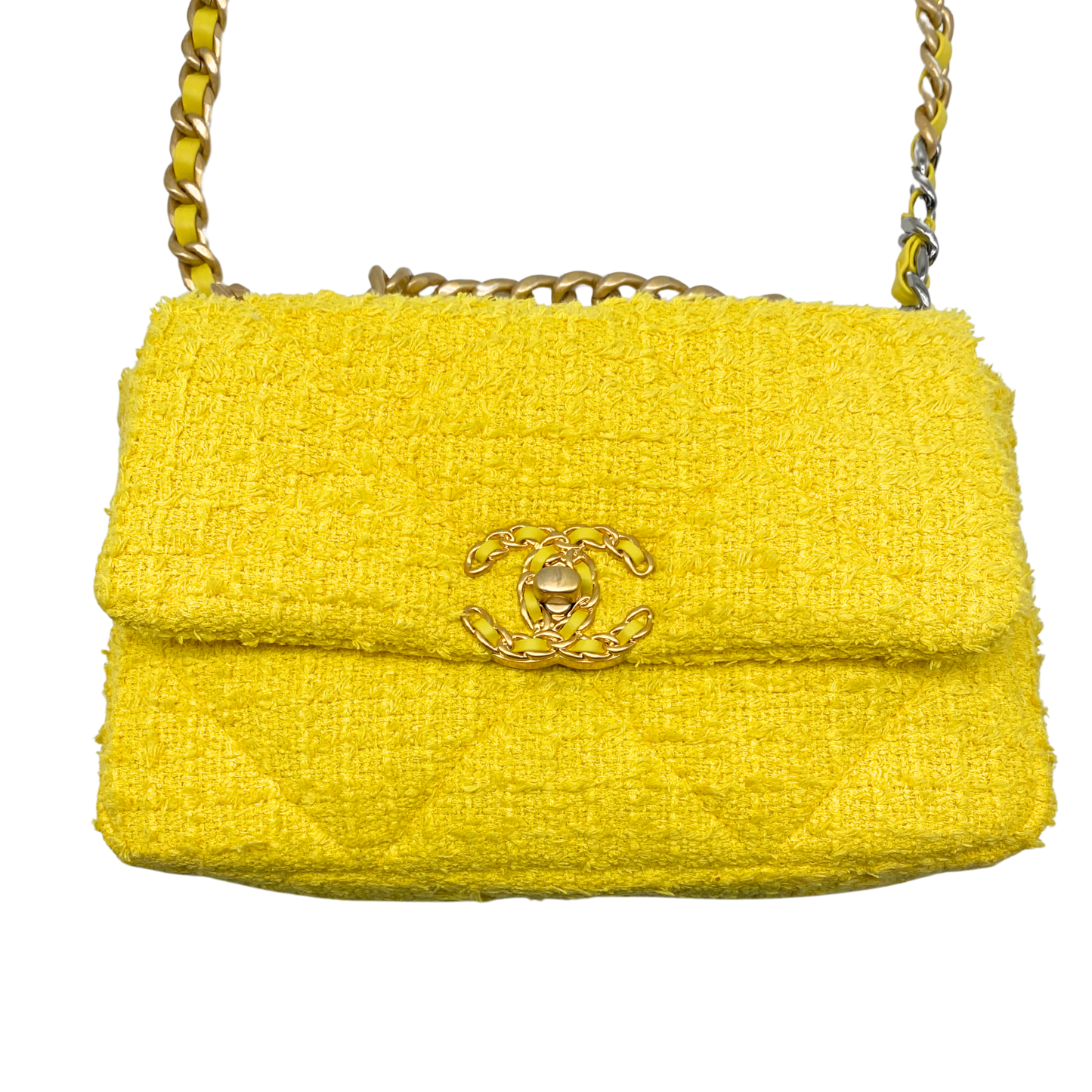 Chanel 19 Medium Yellow Tweed