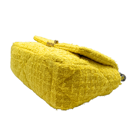 Chanel 19 Medium Yellow Tweed