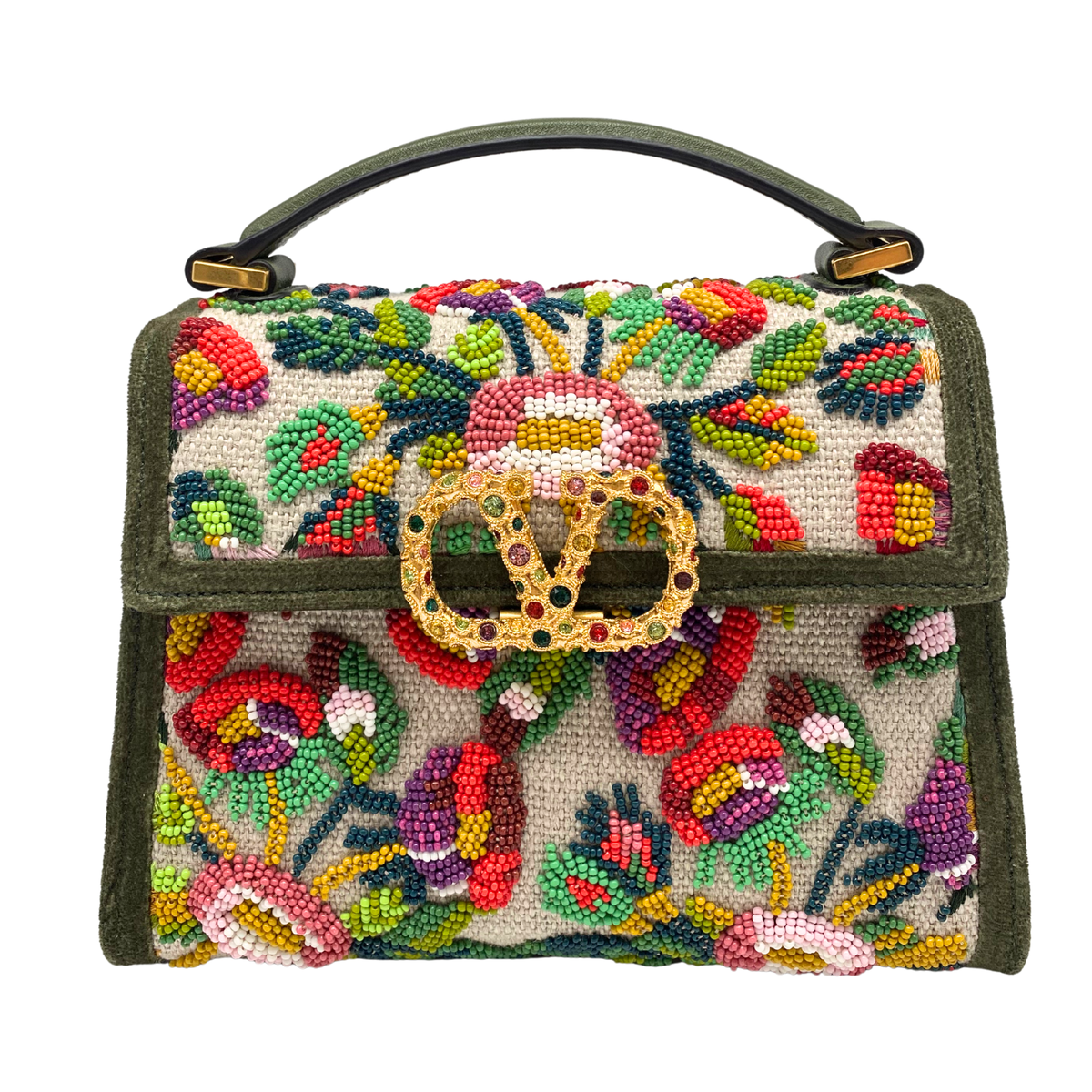 Valentino Garavani VSLING Mini Bead-embellished Floral Top-Handle