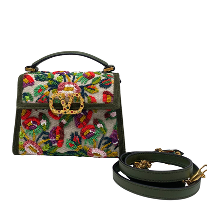 Valentino Garavani VSLING Mini Bead-embellished Floral Top-Handle