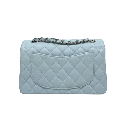 Chanel Small Caviar Flap Light Blue Silver Hardware