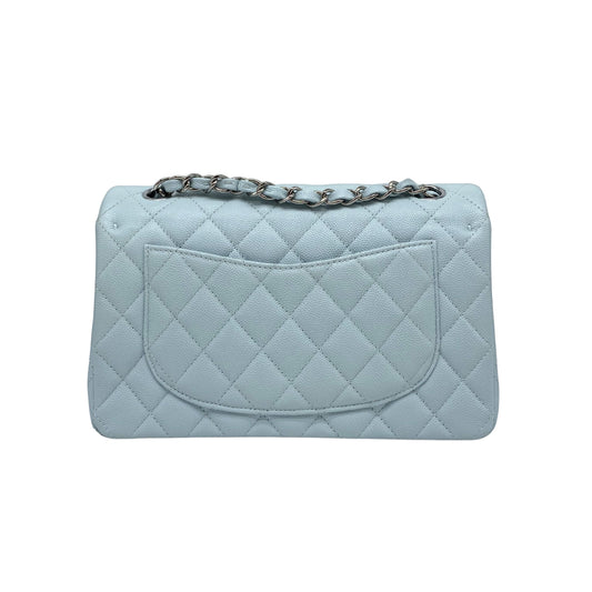 Chanel Small Caviar Flap Light Blue Silver Hardware