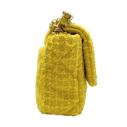 Chanel 19 Medium Yellow Tweed