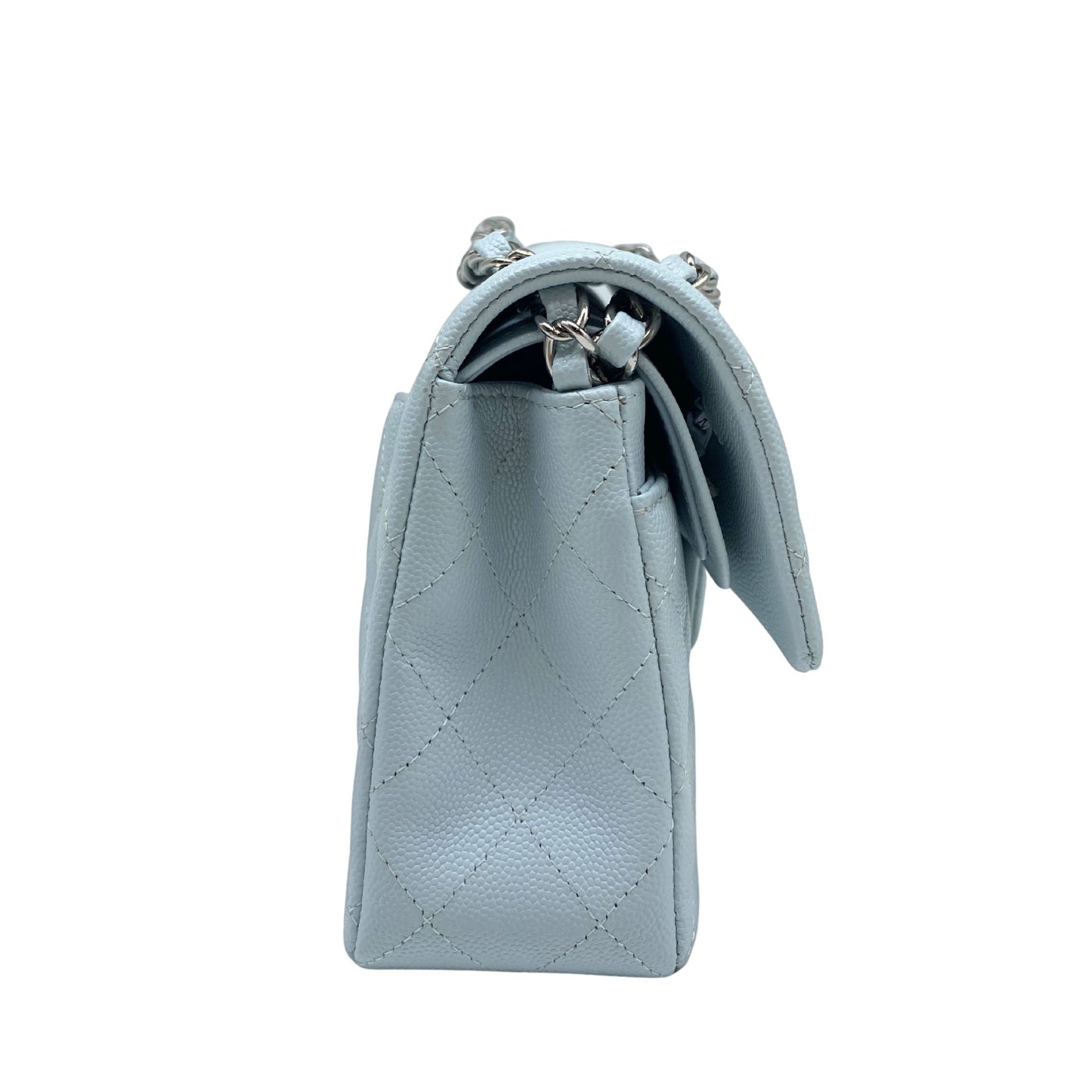 Chanel Small Caviar Flap Light Blue Silver Hardware