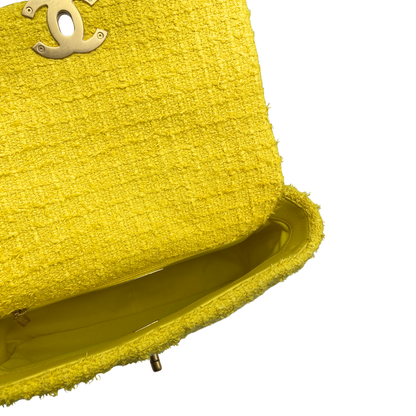 Chanel 19 Medium Yellow Tweed