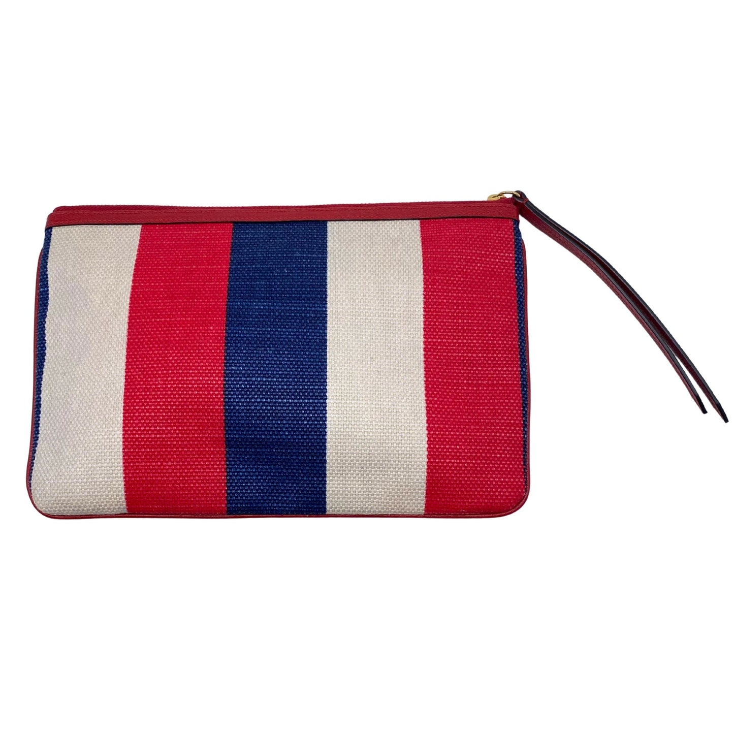 Gucci Red/White/Blue Zip Canvas Clutch