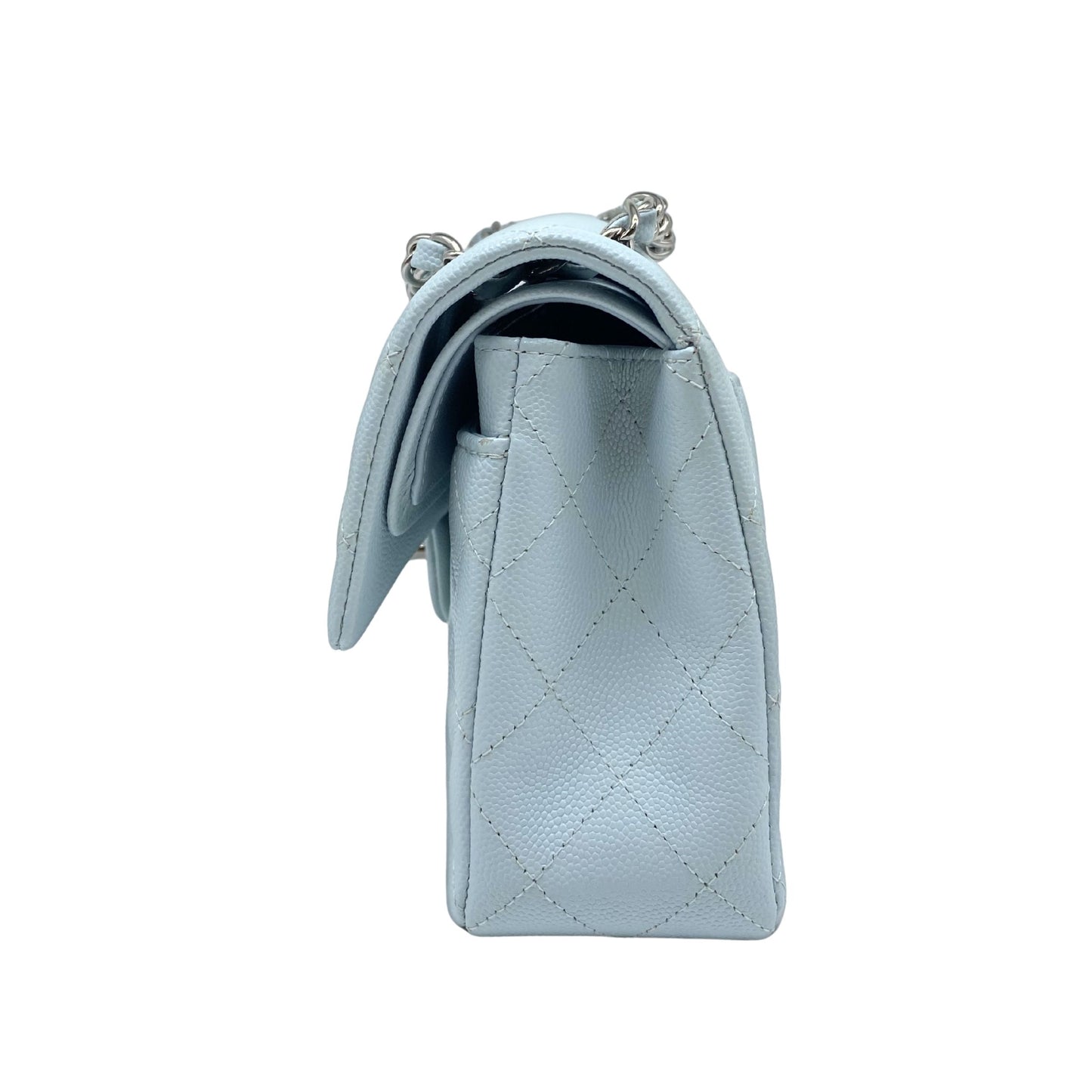 Chanel Small Caviar Flap Light Blue Silver Hardware
