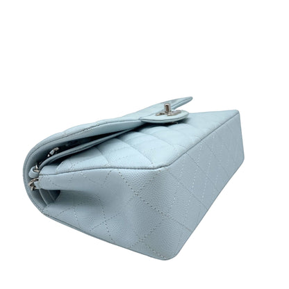 Chanel Small Caviar Flap Light Blue Silver Hardware