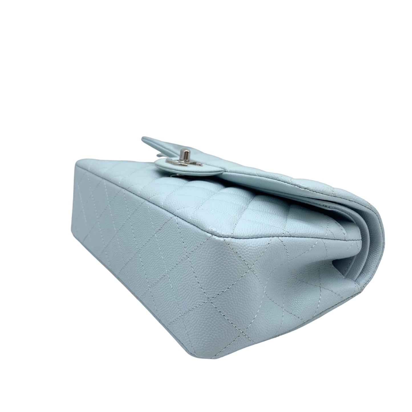 Chanel Small Caviar Flap Light Blue Silver Hardware