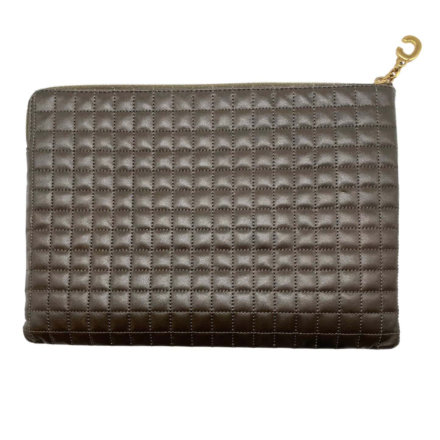 Celine Dark Burn Quilted Zipper Pouch